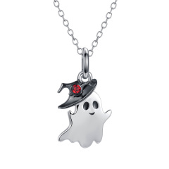 A cute smile ghost pendant necklace