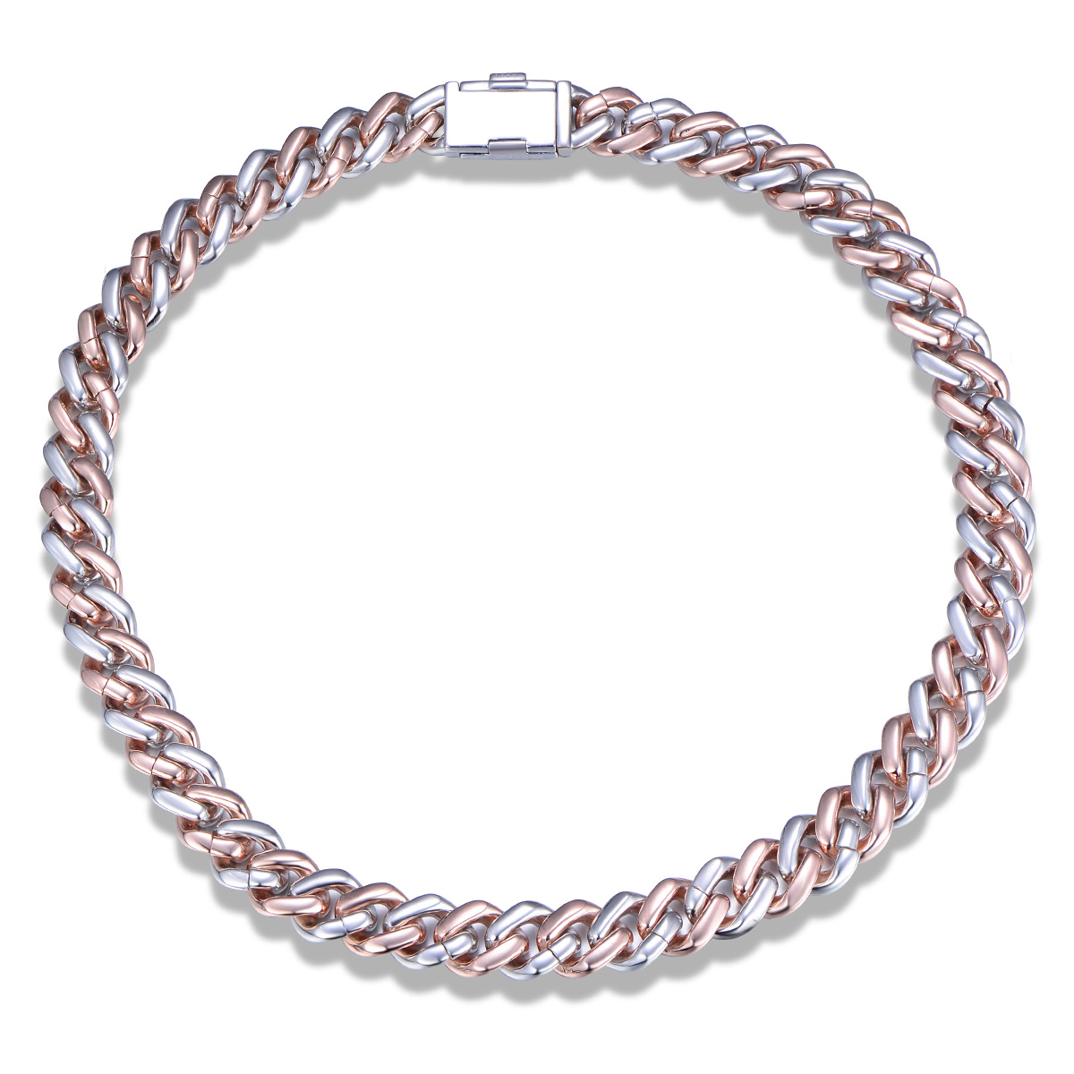 Cuban link chain 12mm Rose Gold Rhodium