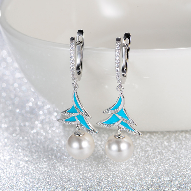 Pearl Hoops Earrings Christmas trees