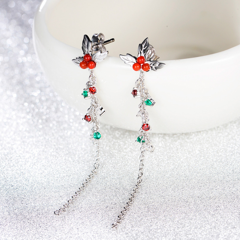 Christmas mistletoe Long Studs Earrings
