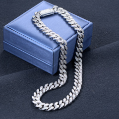 Cuban link chain 12mm rhodium plated