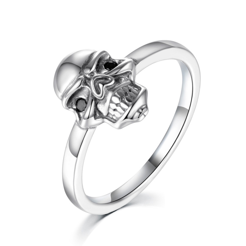 Black skull head ring