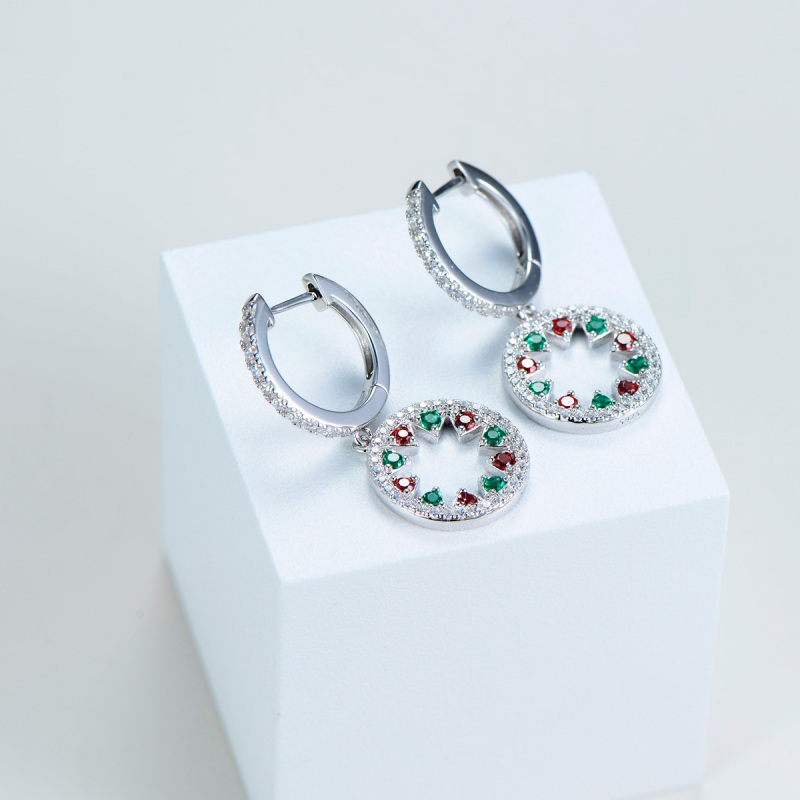 Christmas circle hoops earrings