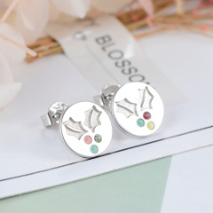 Christmas coin studs earrings