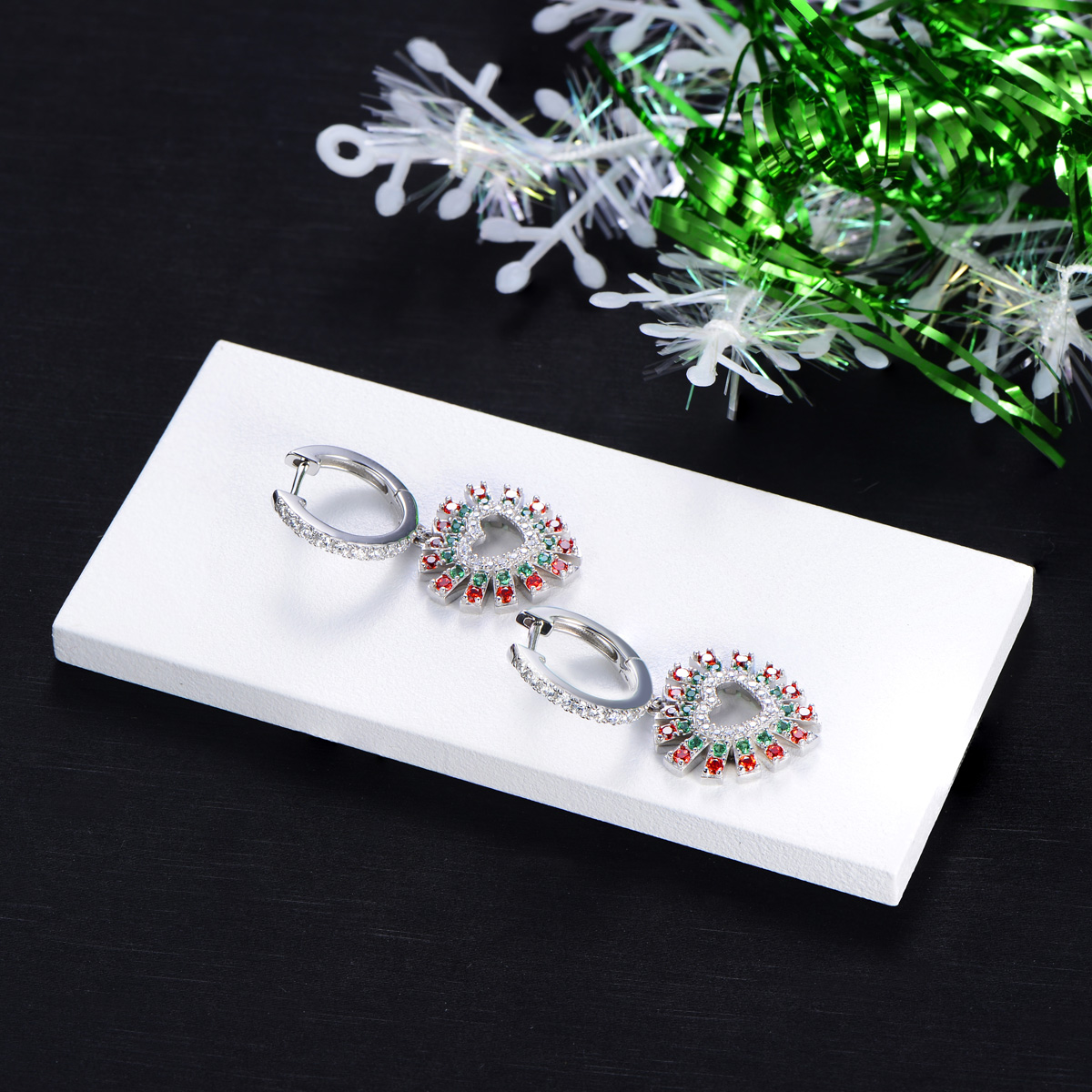 Christmas heart hoops earrings