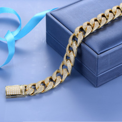 18K Gold Plated Iced Out Cuban Link Chain Necklace