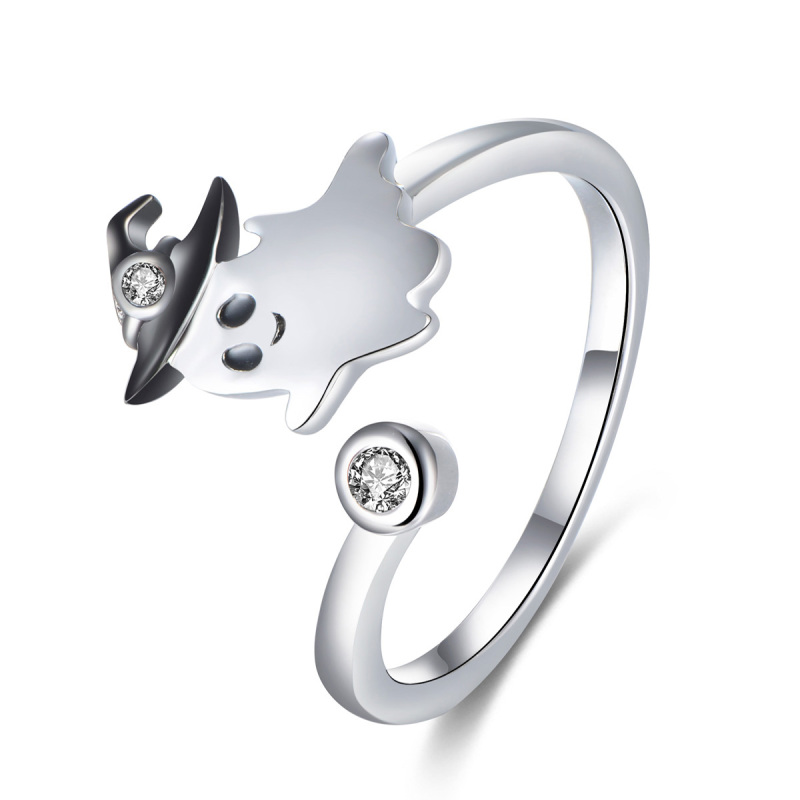 A cute smile ghost open ring