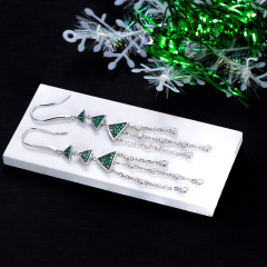 Christmas tree long hooks earrings