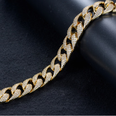 18K Gold Plated Iced Out Cuban Link Chain Necklace