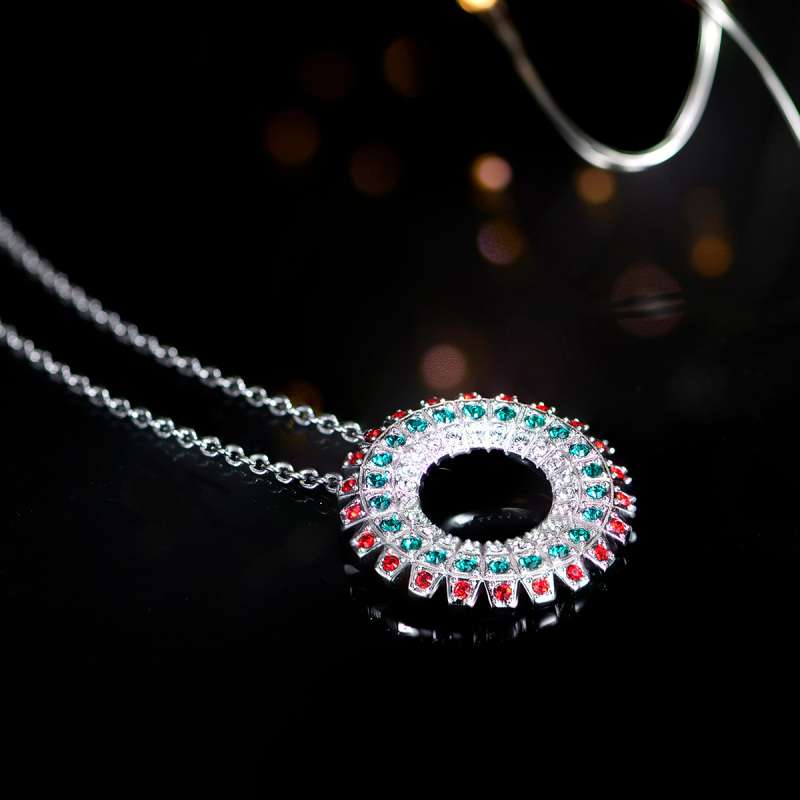 Christmas circle pendant necklace