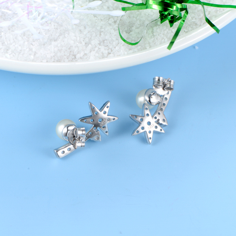 Christmas ice crystal pearl stud earrings