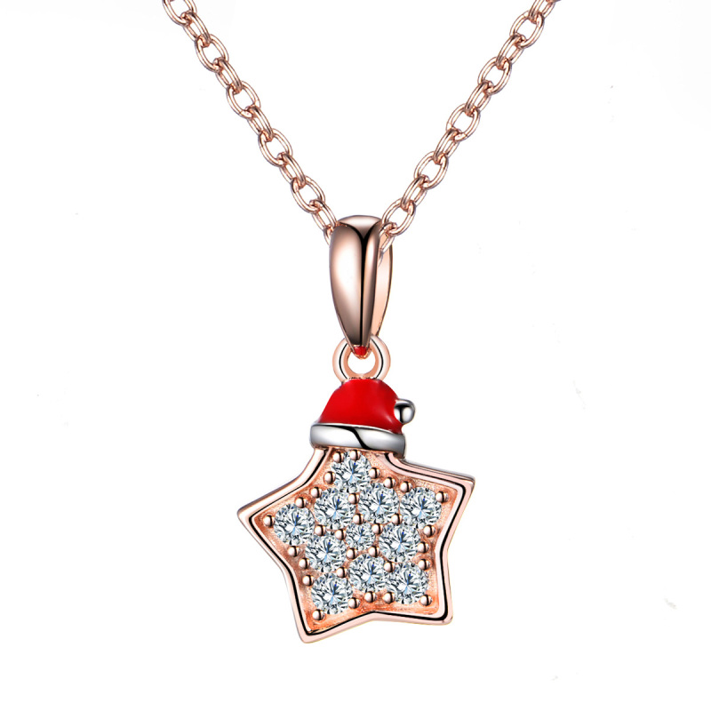 The star pendant necklace in Christmas hat