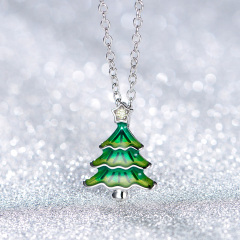 Enamel pendant necklace Christmas tree