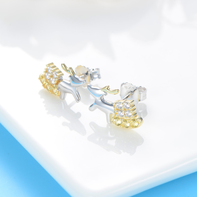 Lovely reindeer sleigh studs earrings for christmas