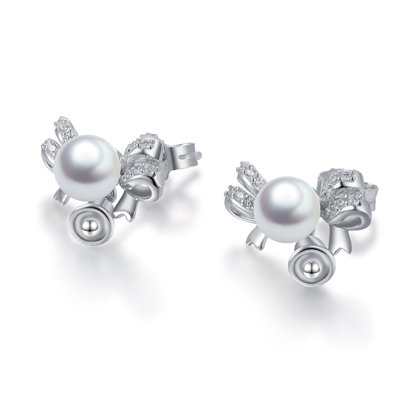 Christmas bell bow tie pearl studs earrings