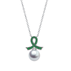 Christmas ribbon pearl necklace