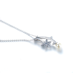 Christmas ice crystal pearl pendant necklace