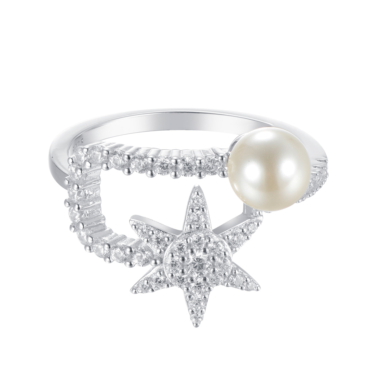 Christmas ice crystal and pearl ring