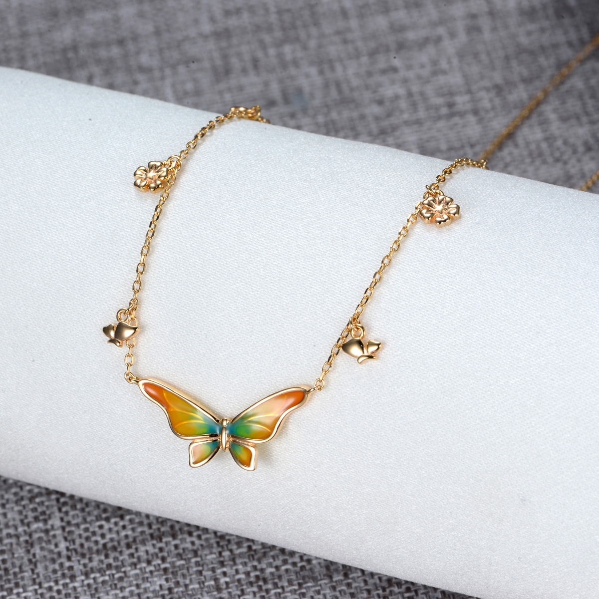 colorful gradient butterfly asymmetrical necklace