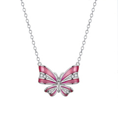 pink enamel butterfly necklace