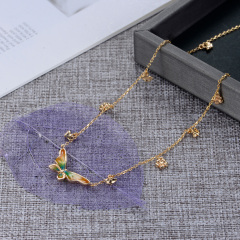 colorful gradient butterfly asymmetrical necklace