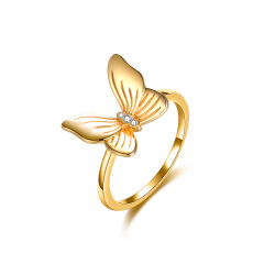 champagne golden butterfly ring