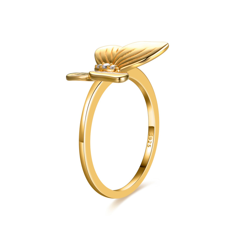 champagne golden butterfly ring