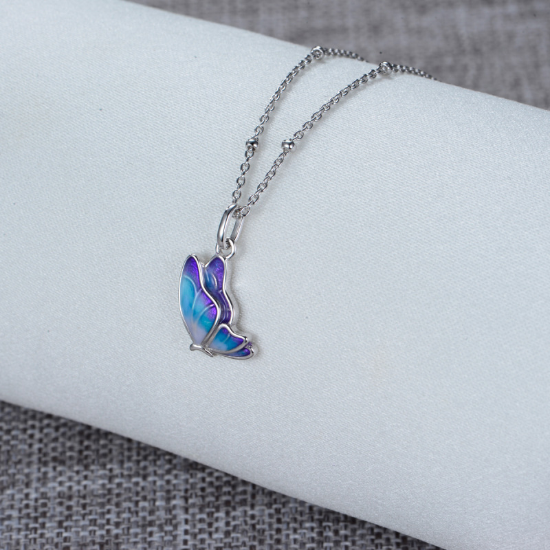 gradual enamel butterfly necklace