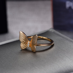 champagne golden butterfly ring