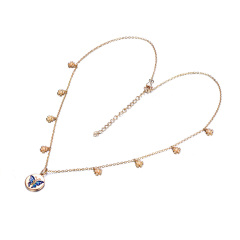 Champagne golden butterfly enamel necklace