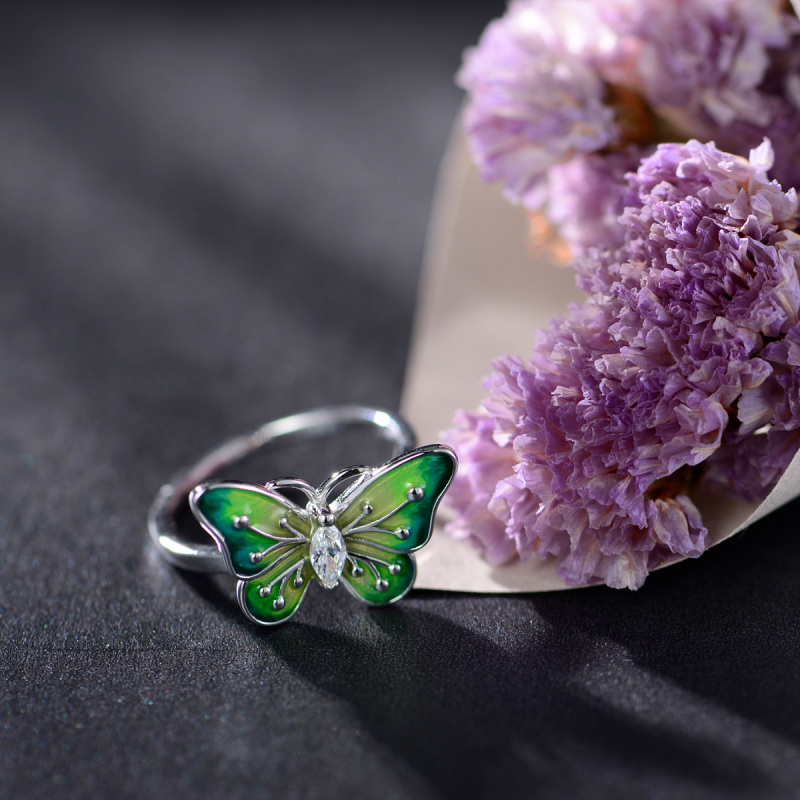 Enamel colorful butterfly ring