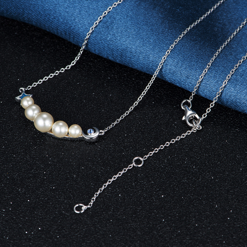 Pearl Star and Moon Necklace