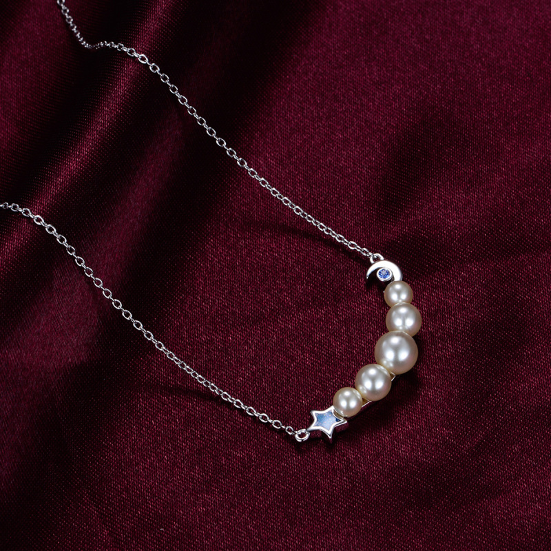 Pearl Star and Moon Necklace