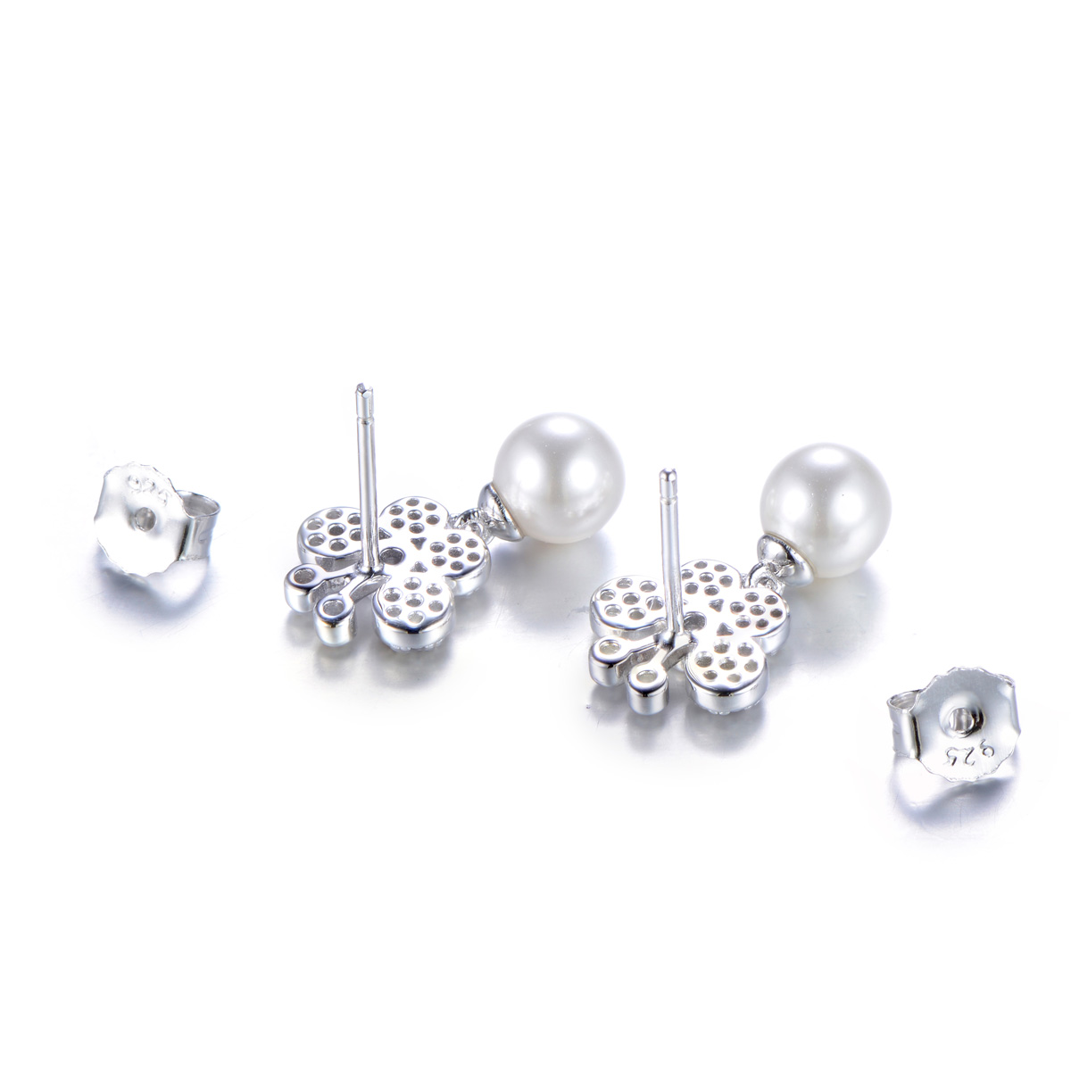 Pearl butterfly studs earrings