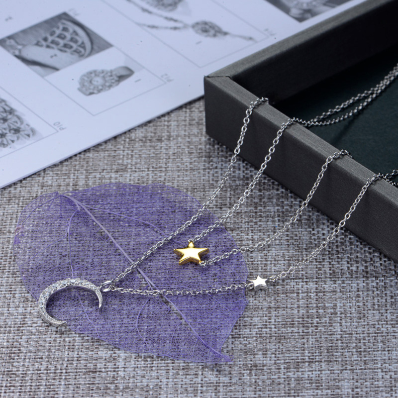 moon and star double necklace