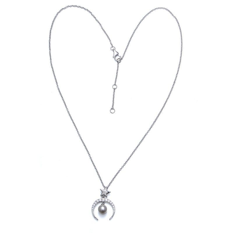 star and moon pearl necklace