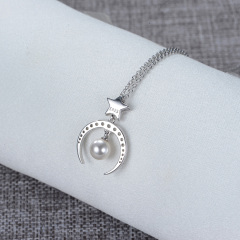 star and moon pearl necklace