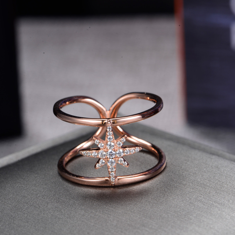 star rose gold plated ring