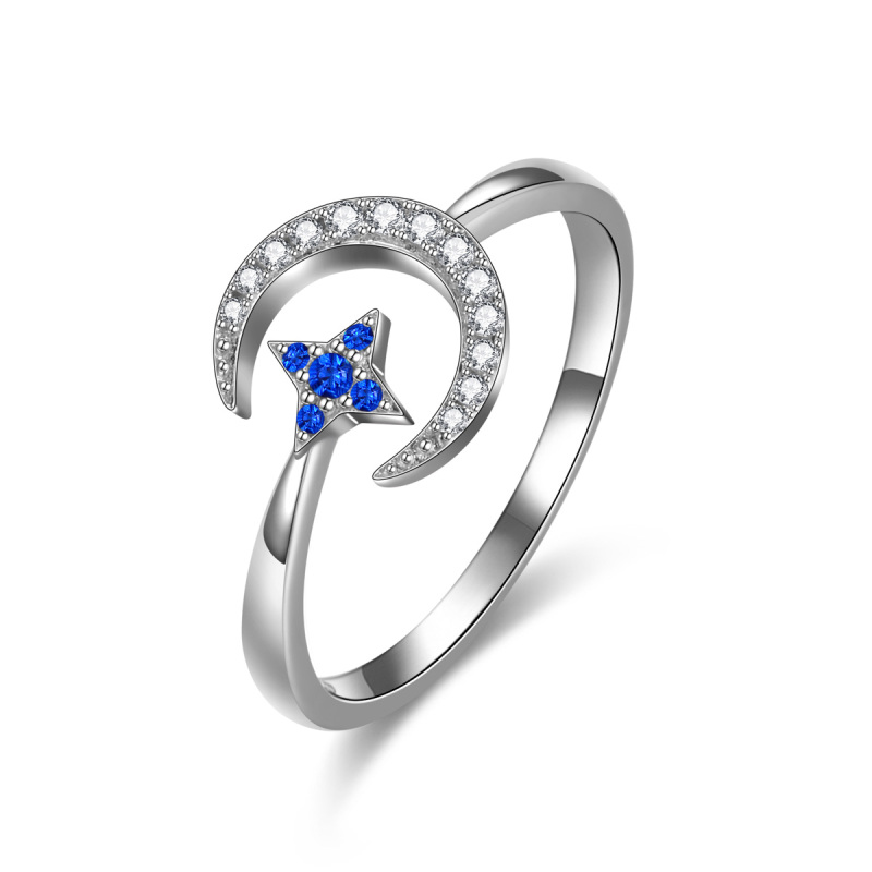 moon and star open ring