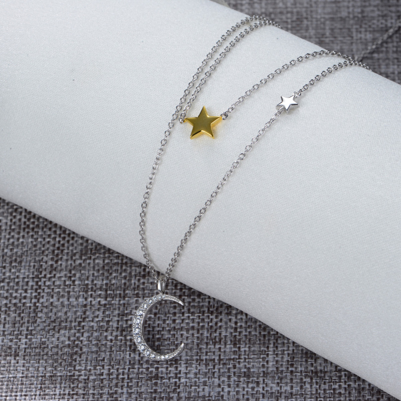 moon and star double necklace