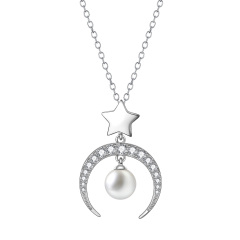 star and moon pearl necklace