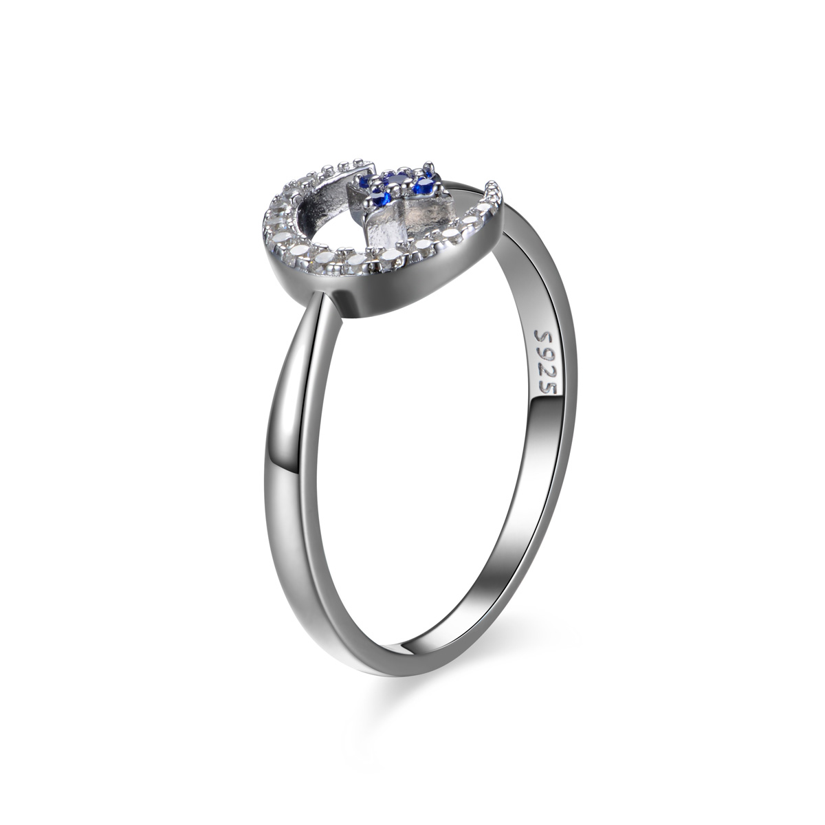 moon and star open ring