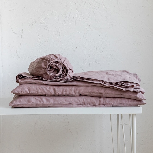 Dusky rose linen bedsheets set