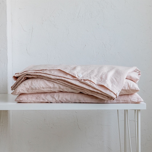 Blush linen duvet cover set