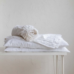 white linen bedsheets set