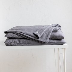 Slate warm grey linen duvet cover set