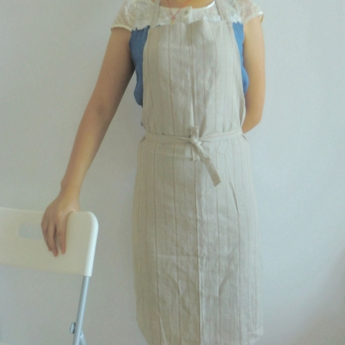 Natural linen full bib apron