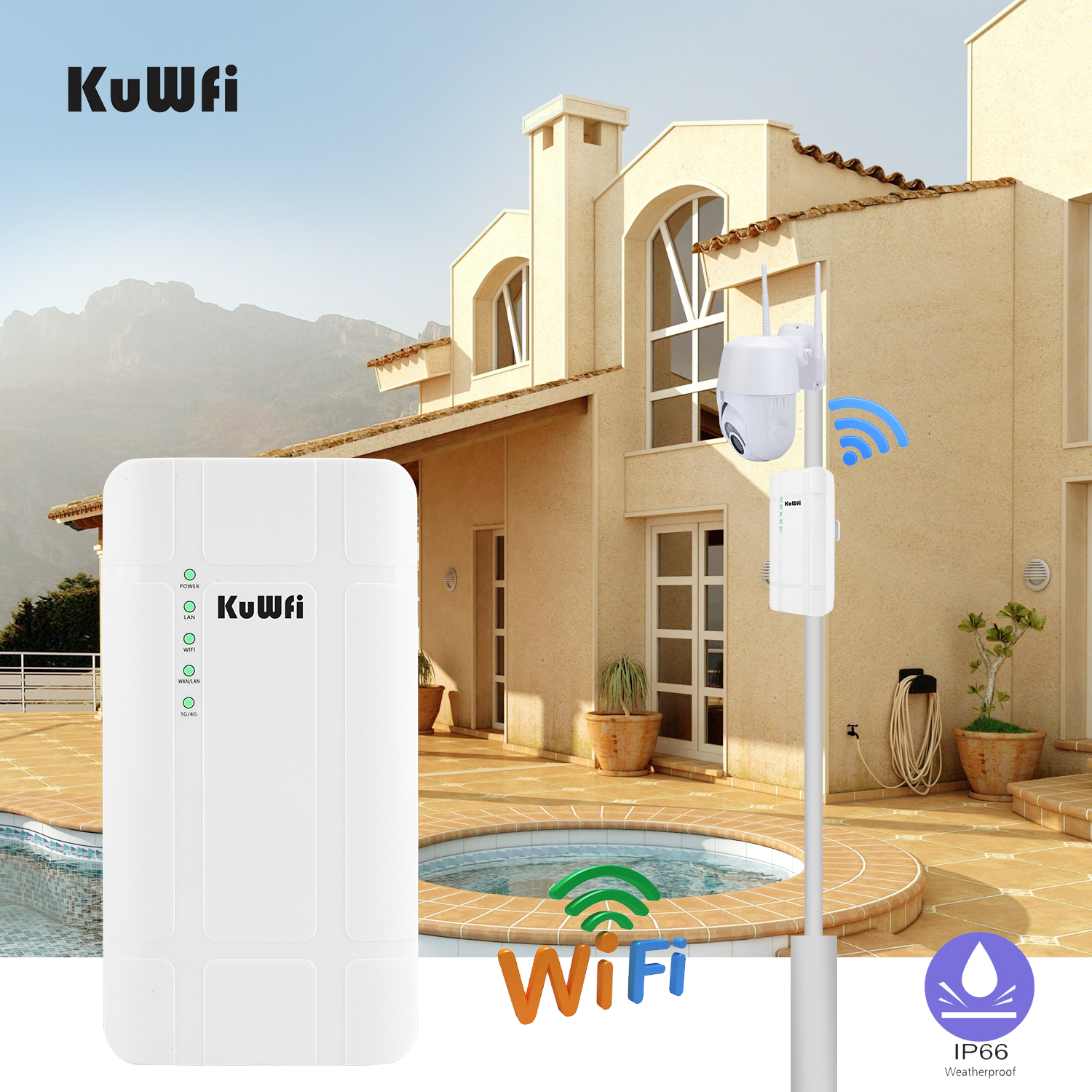 Kuwfi Outdoor G Lte Router Mbps Cat With V Poe Adapter For Ip Camera