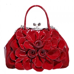 Patent Leather Tote Shoulder Handbag Messenger Flowers Handbag