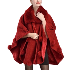 Women Cloak Coat, KAXIDY Luxury Faux Fur Shawl Cloak Coat Sweater Cape